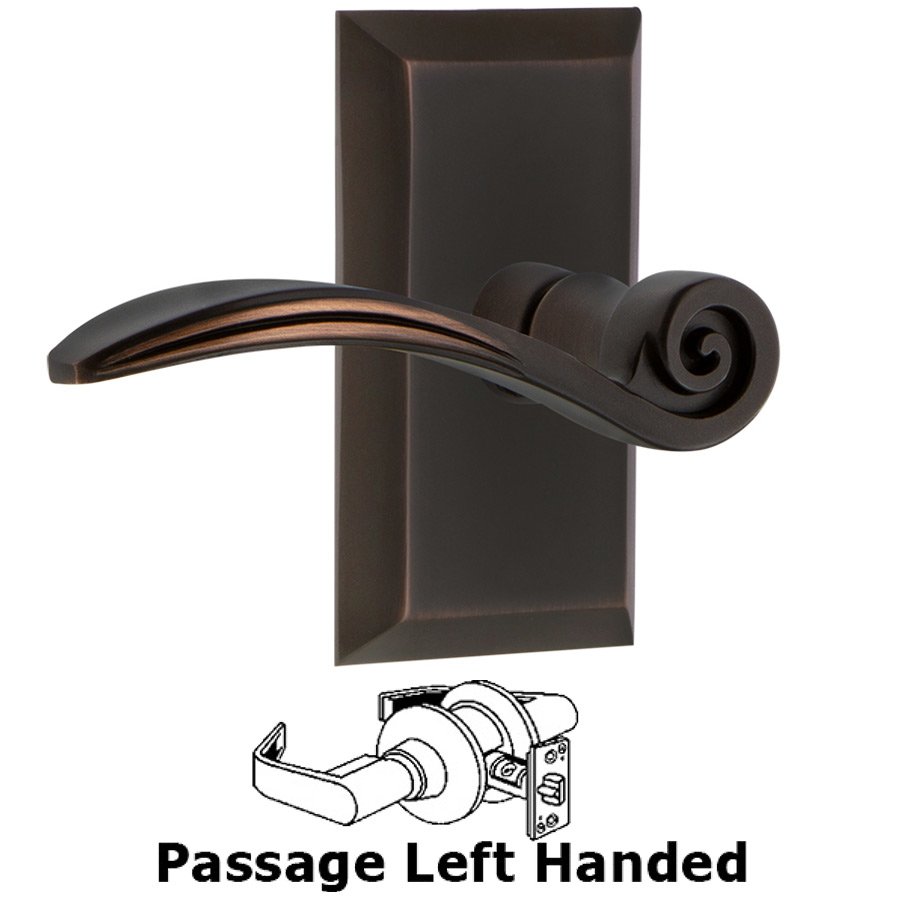 Studio Plate Passage Left Handed Swan Lever in Timeless Bronze