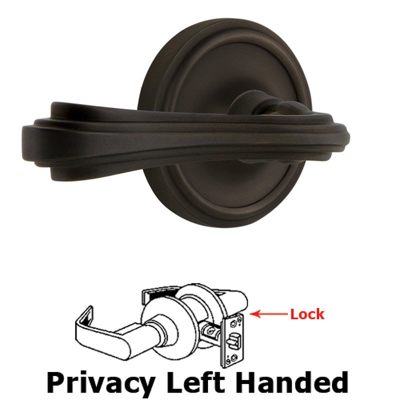 Classic Rose Privacy Left Handed Fleur Lever in Oil-Rubbed Bronze