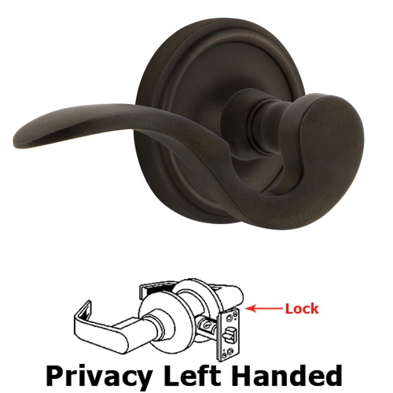 Classic Rose Privacy Left Handed Manor Lever in Oil-Rubbed Bronze