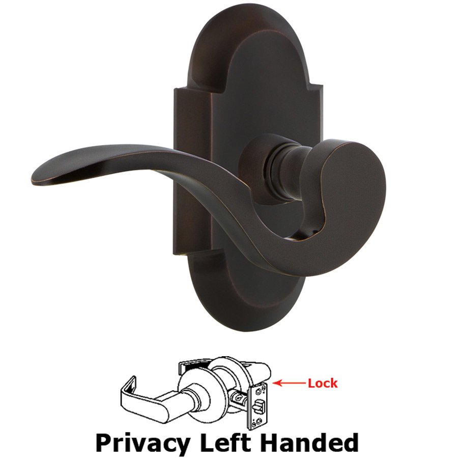Cottage Plate Privacy Left Handed Manor Lever in Timeless Bronze