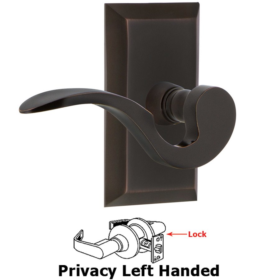 Studio Plate Privacy Left Handed Manor Lever in Timeless Bronze
