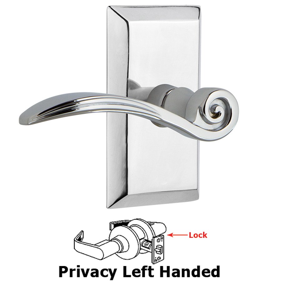 Studio Plate Privacy Left Handed Swan Lever in Bright Chrome