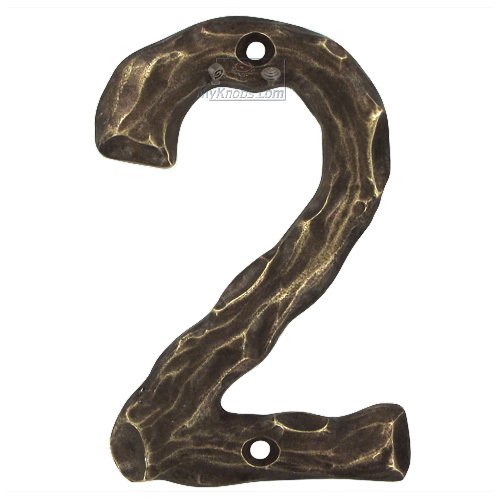 Log # Two House Number in Antique Brass