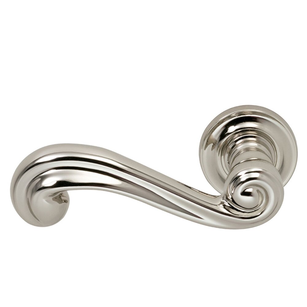 Left Handed Passage Traditions Wave Lever with Small Radial Rosette in Polished Nickel Lacquered