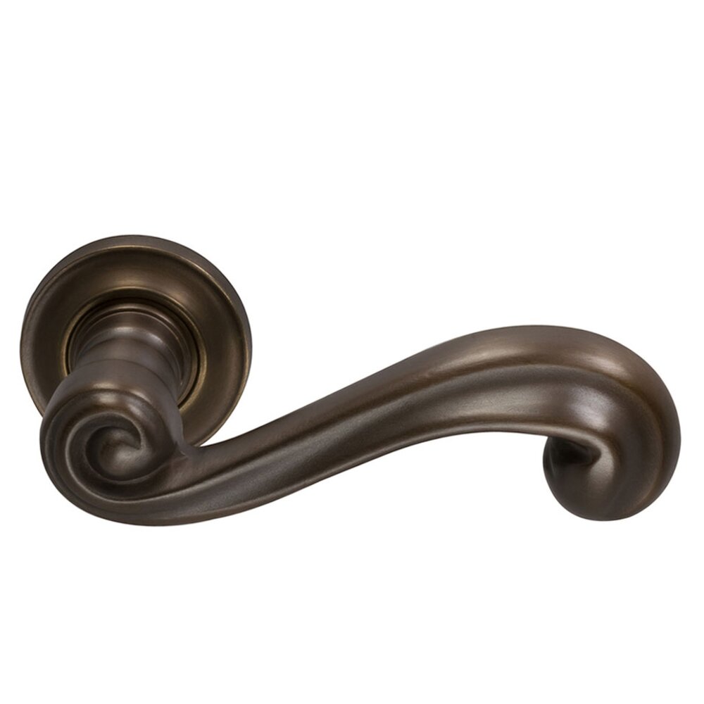 Right Handed Passage Traditions Wave Lever with Small Radial Rosette in Antique Bronze Unlacquered