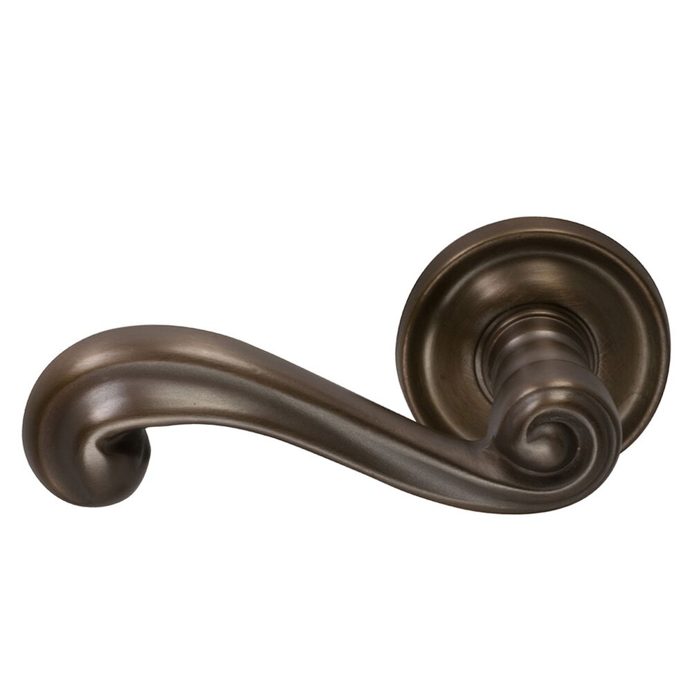 Left Handed Passage Traditions Wave Lever with Medium Radial Rosette in Antique Bronze Unlacquered