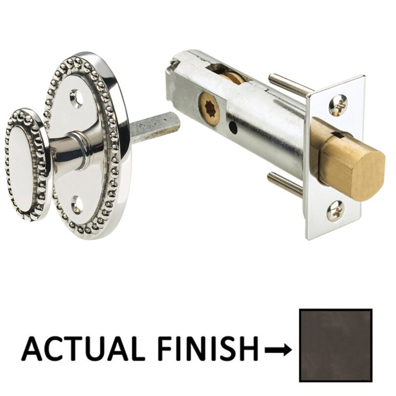 Traditions Beaded Mortise Privacy Bolt in Antique Bronze Unlacquered