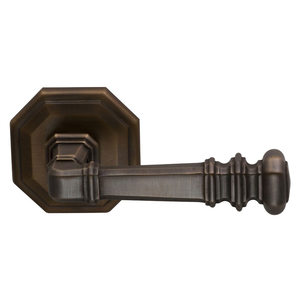Passage Traditions Octagon Lever with Octagon Rosette in Antique Bronze Unlacquered