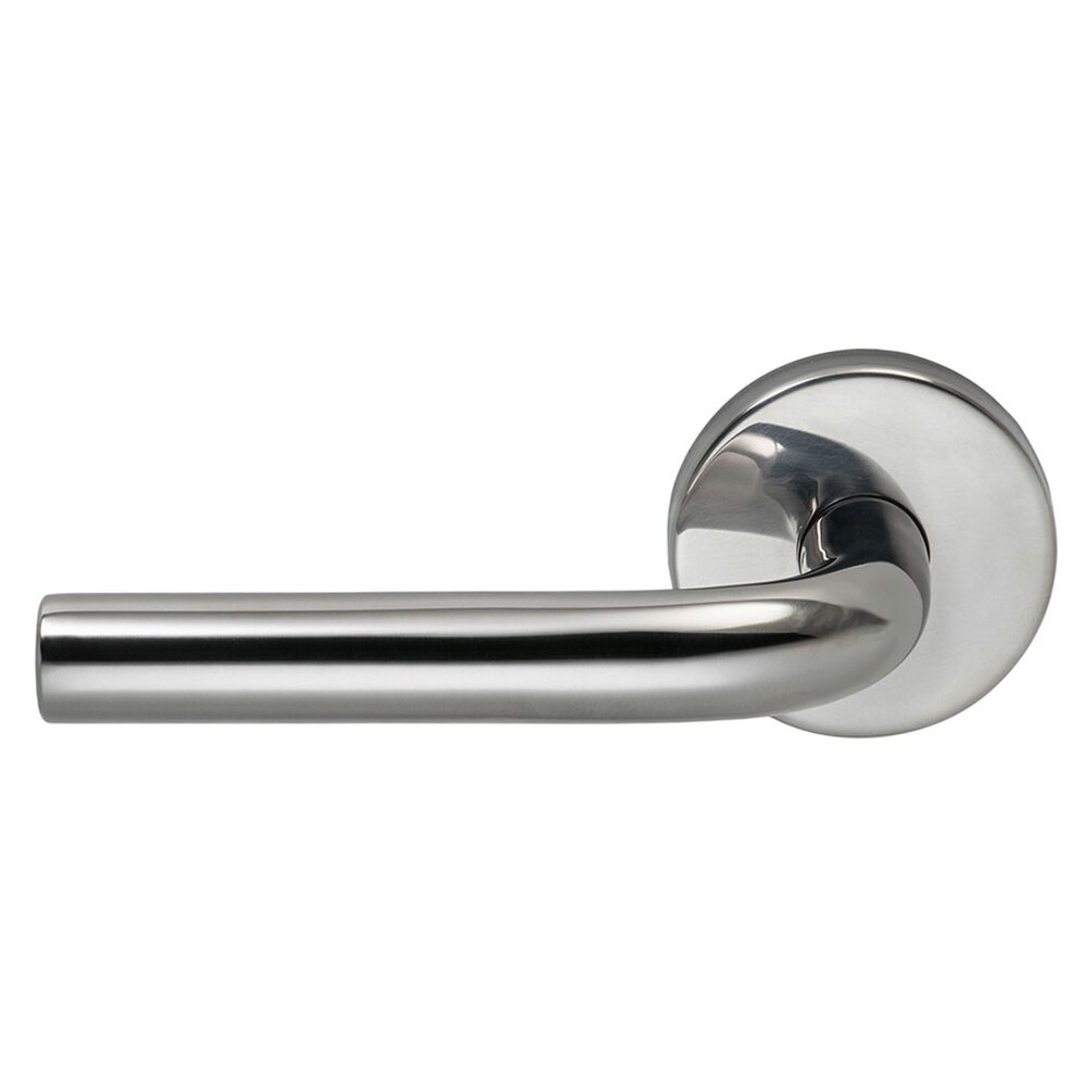 Single Dummy Tube Left Handed Lever with Plain Rosette in Polished Stainless Steel