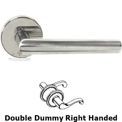 Double Dummy Angle Right Handed Lever with Plain Rosette in Polished Stainless Steel