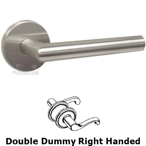 Double Dummy Angle Right Handed Lever with Plain Rosette in Brushed Stainless Steel