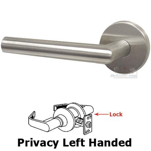 Privacy Angle Left Handed Lever with Plain Rosette in Brushed Stainless Steel