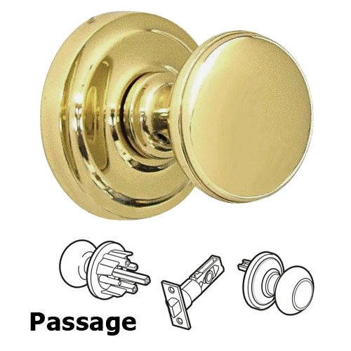 Passage Latchset Classic 2" Half Round Knob with Radial Rosette in Polished Brass Lacquered