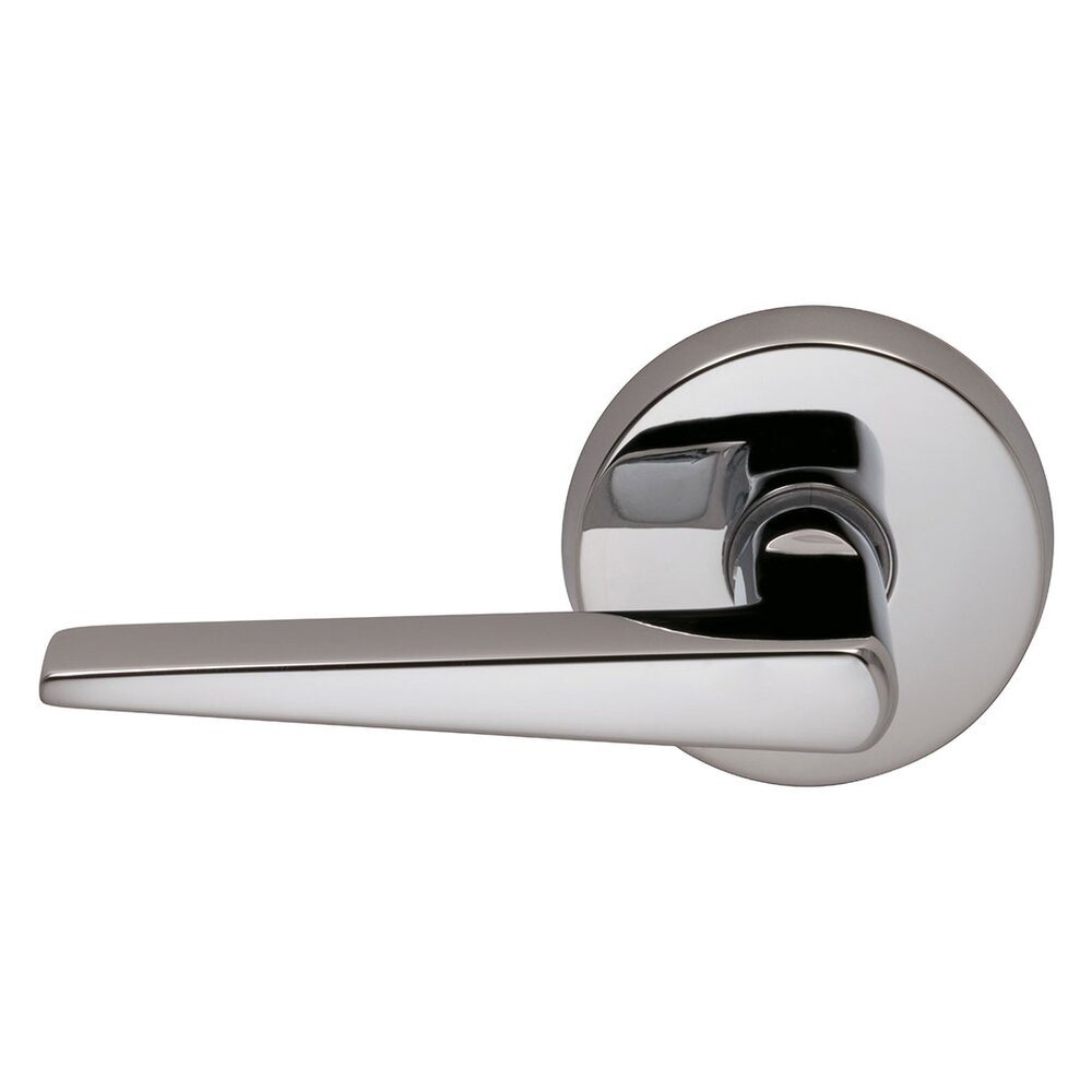 Passage Straight Tapered Left Handed Lever with Plain Rosette in Polished Chrome
