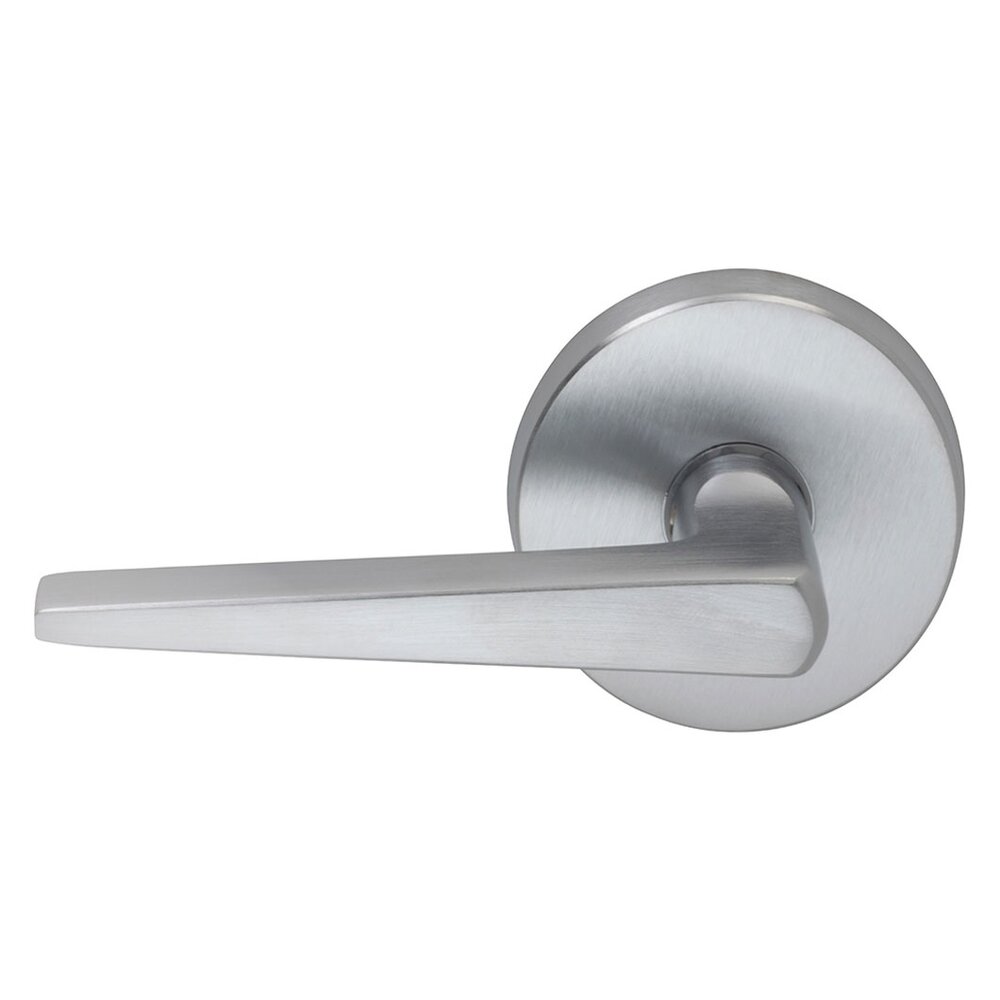 Passage Straight Tapered Left Handed Lever with Plain Rosette in Satin Chrome