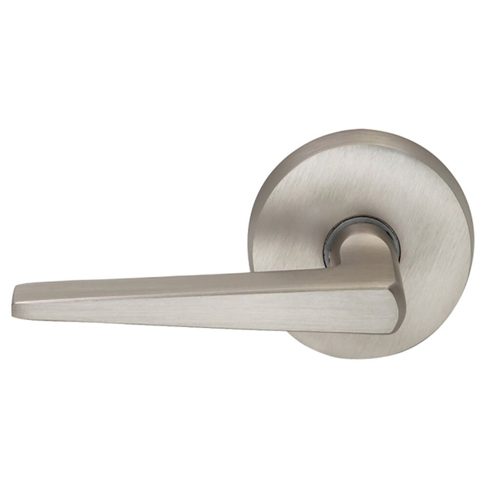 Privacy Straight Tapered Left Handed Lever with Plain Rosette in Satin Nickel Lacquered