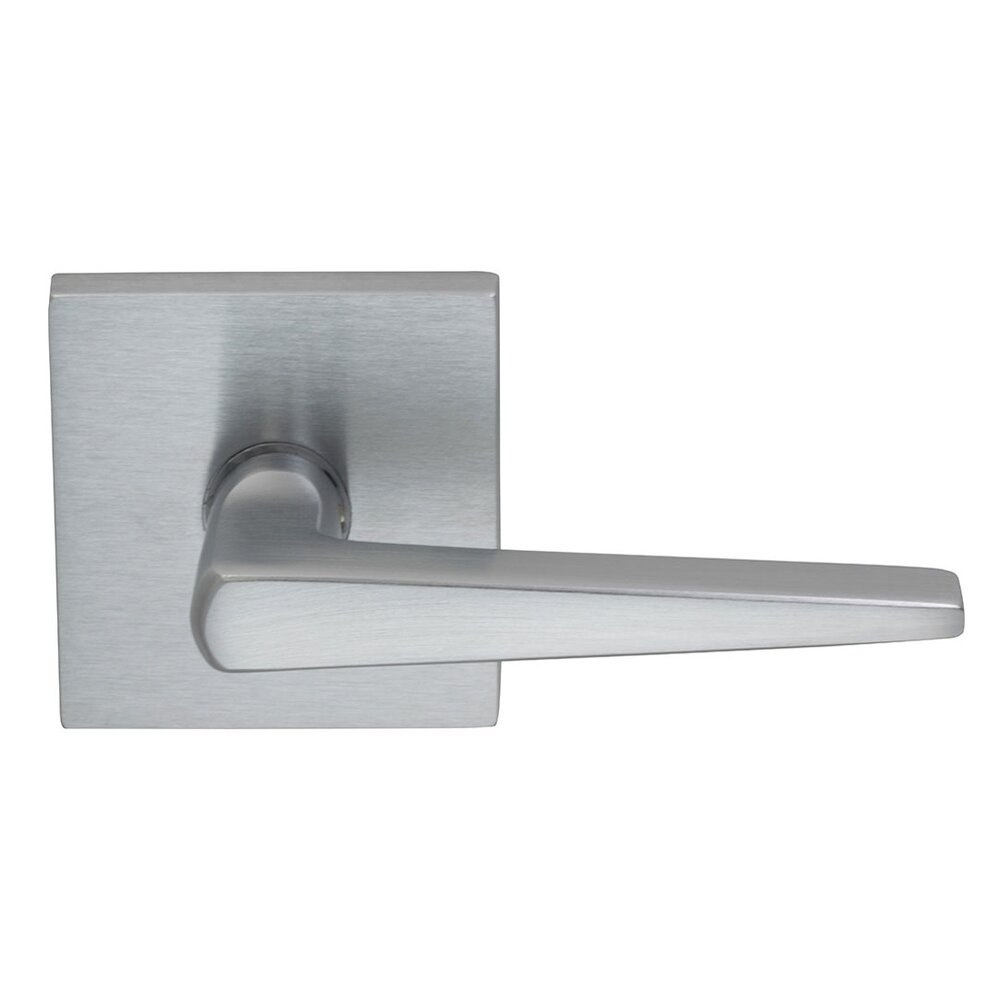 Passage Straight Tapered Right Handed Lever with Square Rosette in Satin Chrome