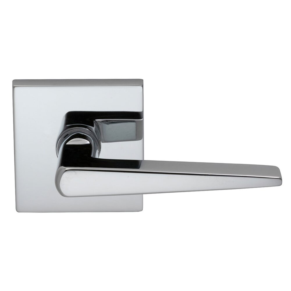 Privacy Straight Tapered Right Handed Lever with Square Rosette in Polished Chrome