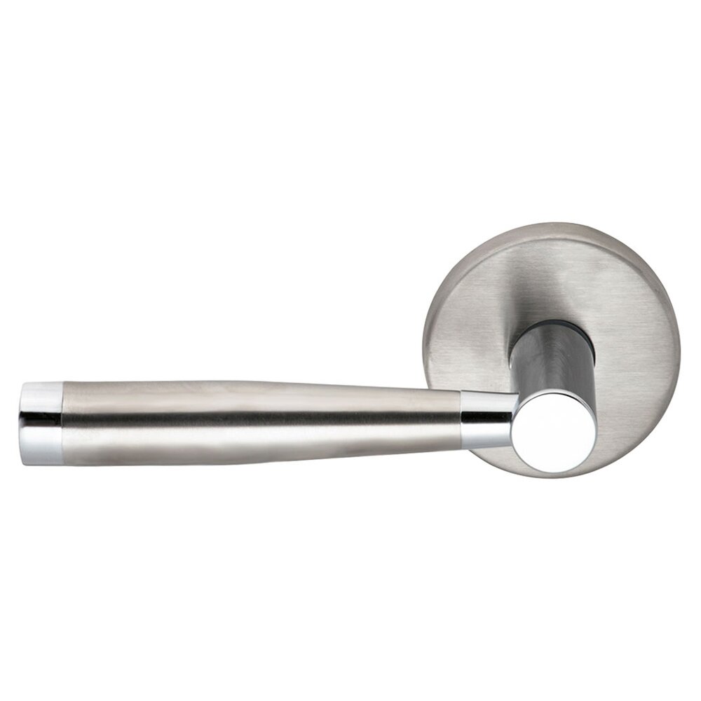 Passage Metro Left Handed Lever with Plain Rosette in Brushed Stainless Steel