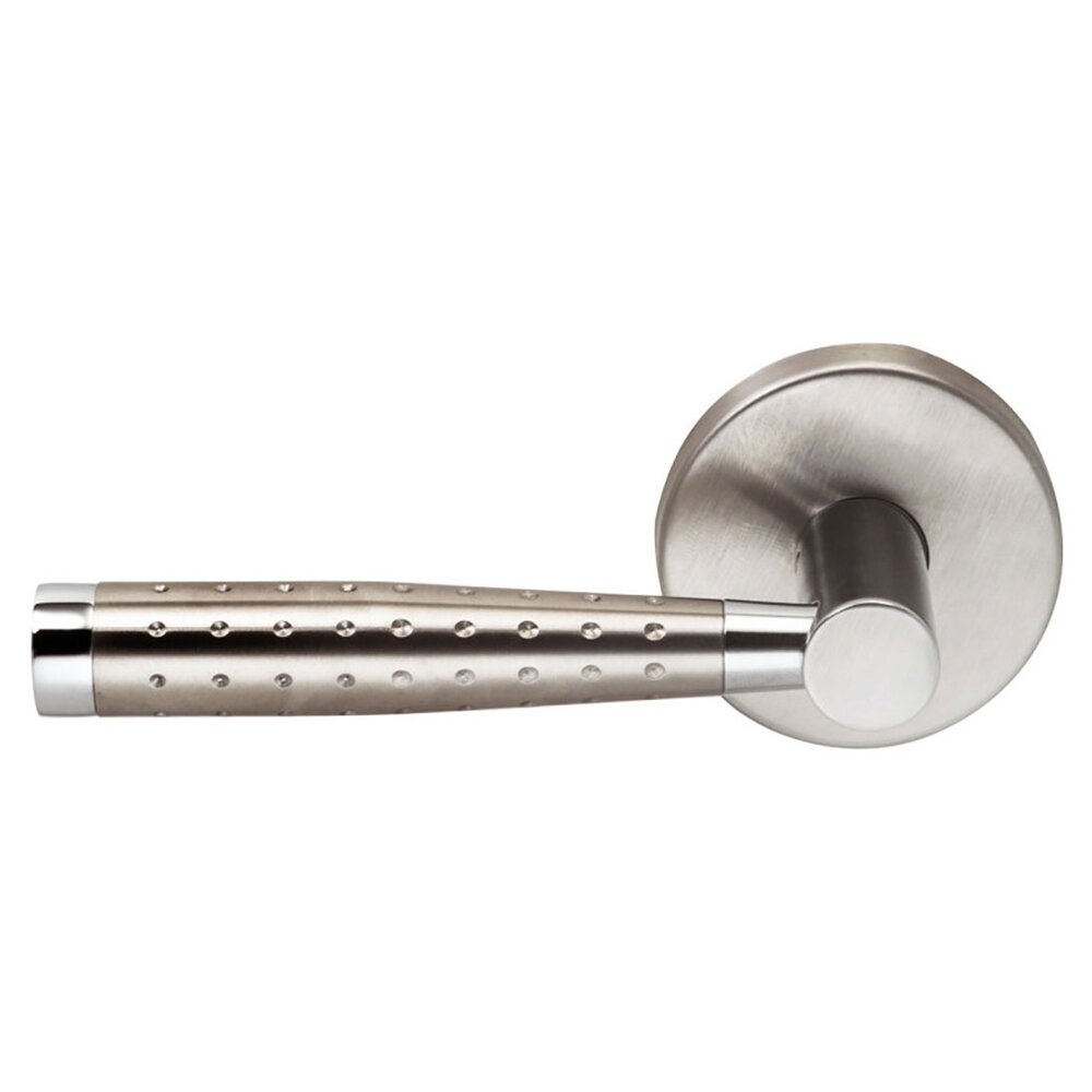 Passage Metro Dot Left Handed Lever with Plain Rosette in Brushed Stainless Steel