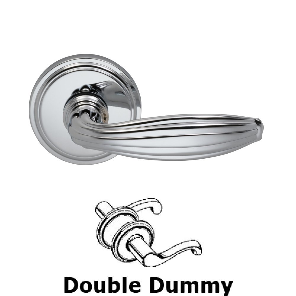 Double Dummy Traditions Scalloped Lever with Round Rosette in Polished Chrome