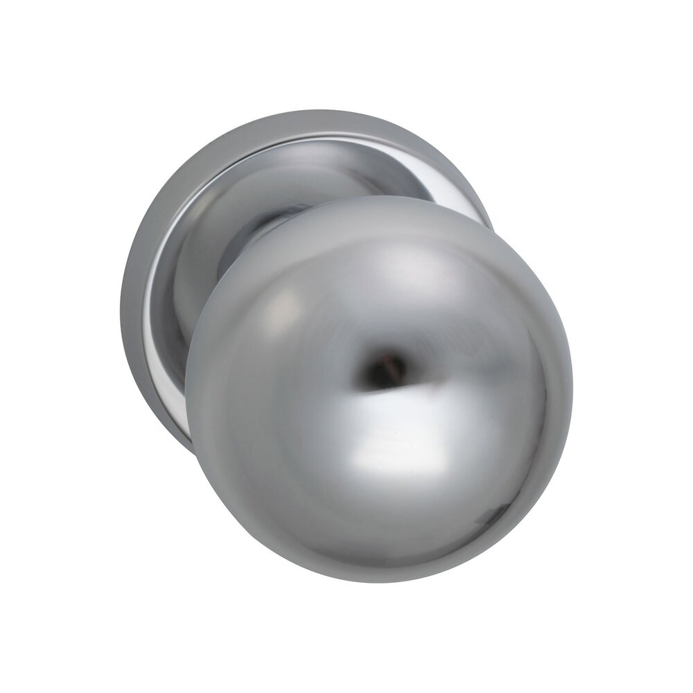 Passage Latchset Modern 2" Ball Knob with Plain Rosette in Polished Chrome