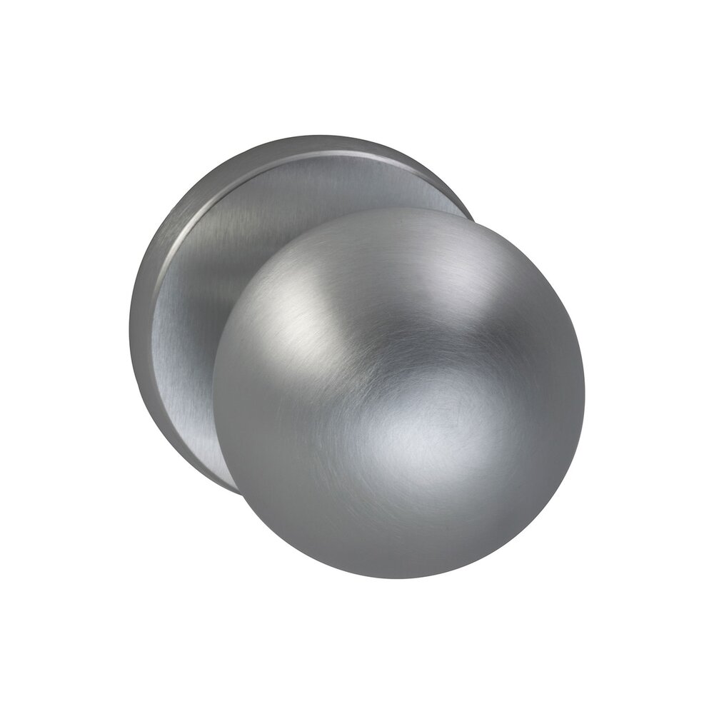 Privacy Latchset Modern 2 3/8" Ball Knob with Plain Rosette in Satin Chrome