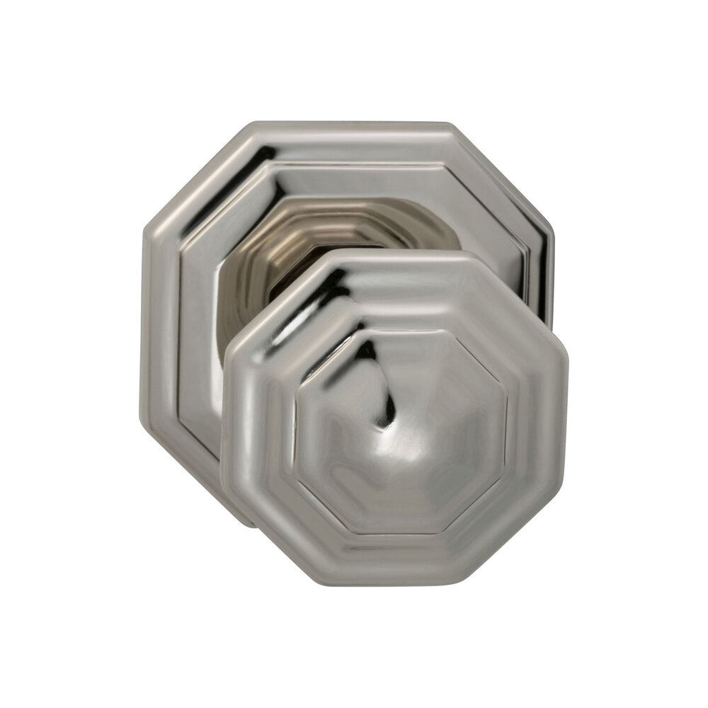 Privacy Traditions Octagon Knob with Octagon Rosette in Polished Nickel Lacquered