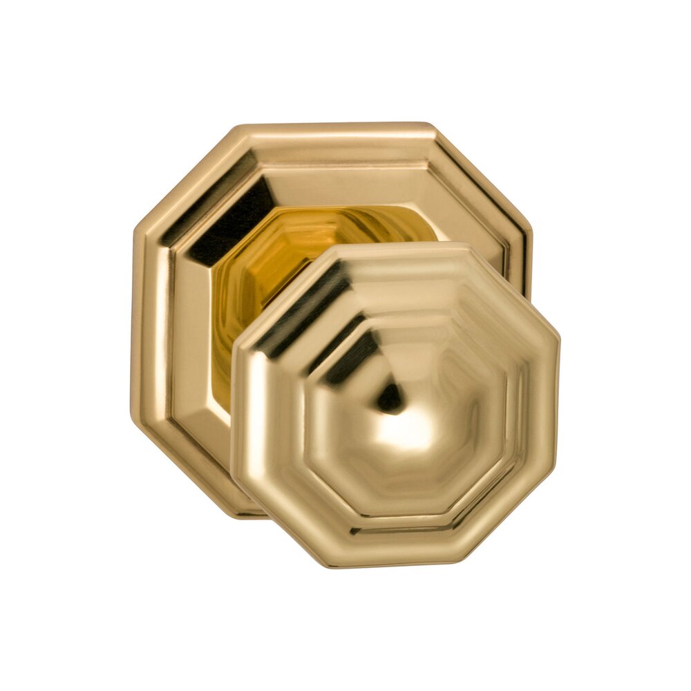 Privacy Traditions Octagon Knob with Octagon Rosette in Polished Brass Lacquered