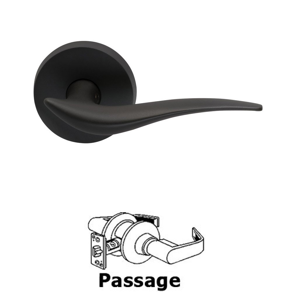Passage Wave Lever with Round Rose in Oil Rubbed Bronze Lacquered