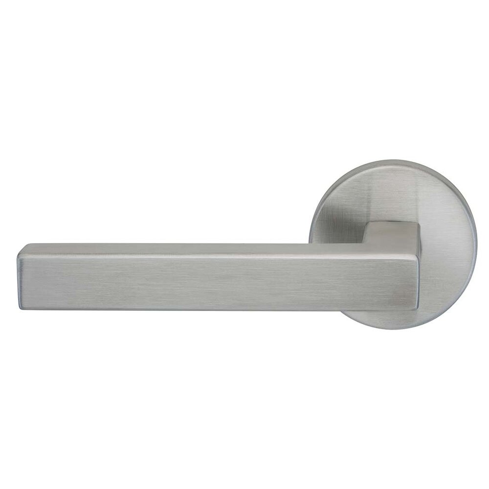 Passage Square Left Handed Lever with Plain Rosette in Brushed Stainless Steel