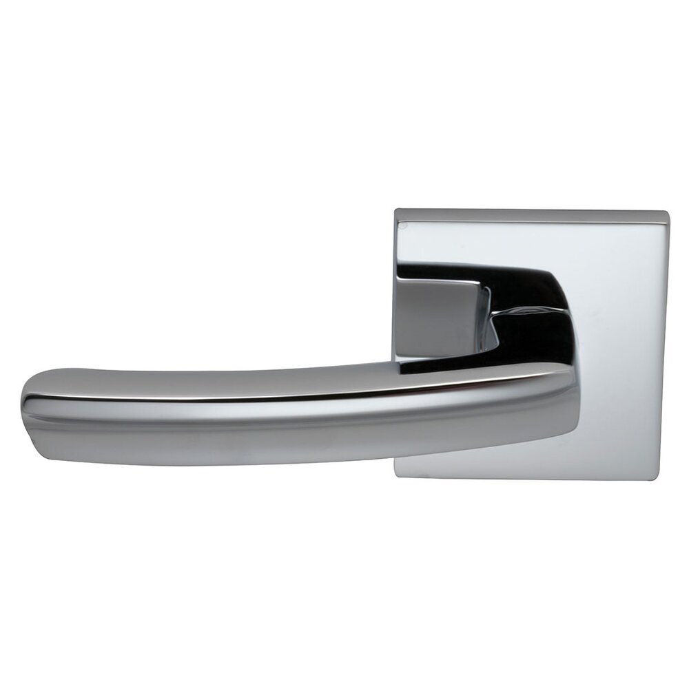 Left Handed Single Dummy Rectangle Ridge Lever with Square Rose in Polished Chrome