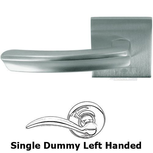 Left Handed Single Dummy Rectangle Ridge Lever with Square Rose in Satin Chrome