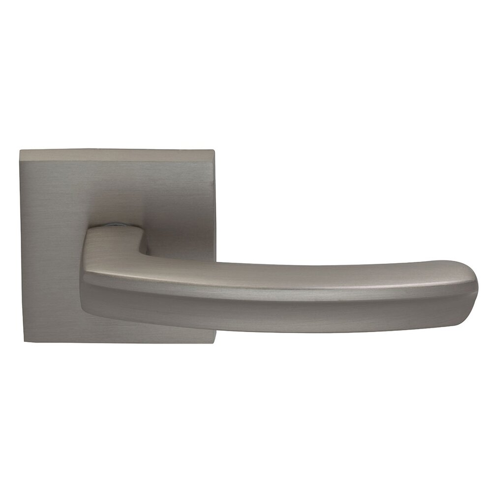 Double Dummy Rectangle Ridge Lever with Square Rose in Satin Nickel Lacquered