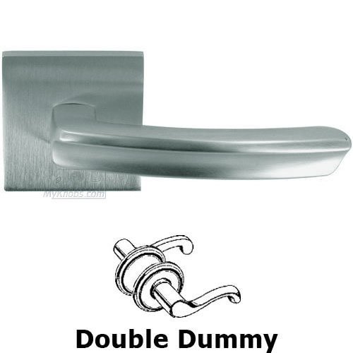 Double Dummy Rectangle Ridge Lever with Square Rose in Satin Chrome