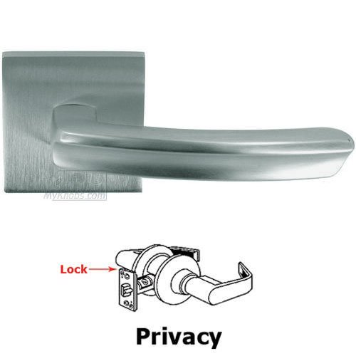 Privacy Rectangle Ridge Lever with Square Rose in Satin Chrome