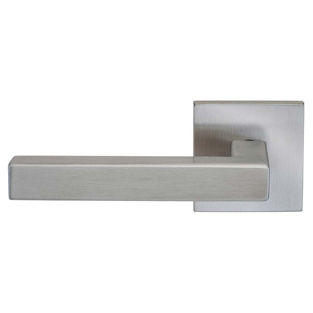 Double Dummy Square Left Handed Lever with Square Rosette in Brushed Stainless Steel
