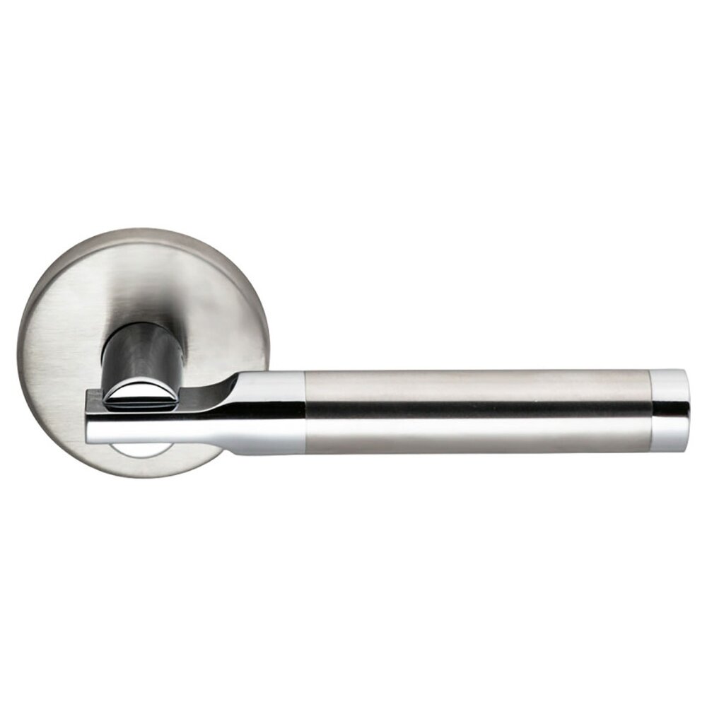 Passage Miami Right Handed Lever with Plain Rosette in Brushed Stainless Steel