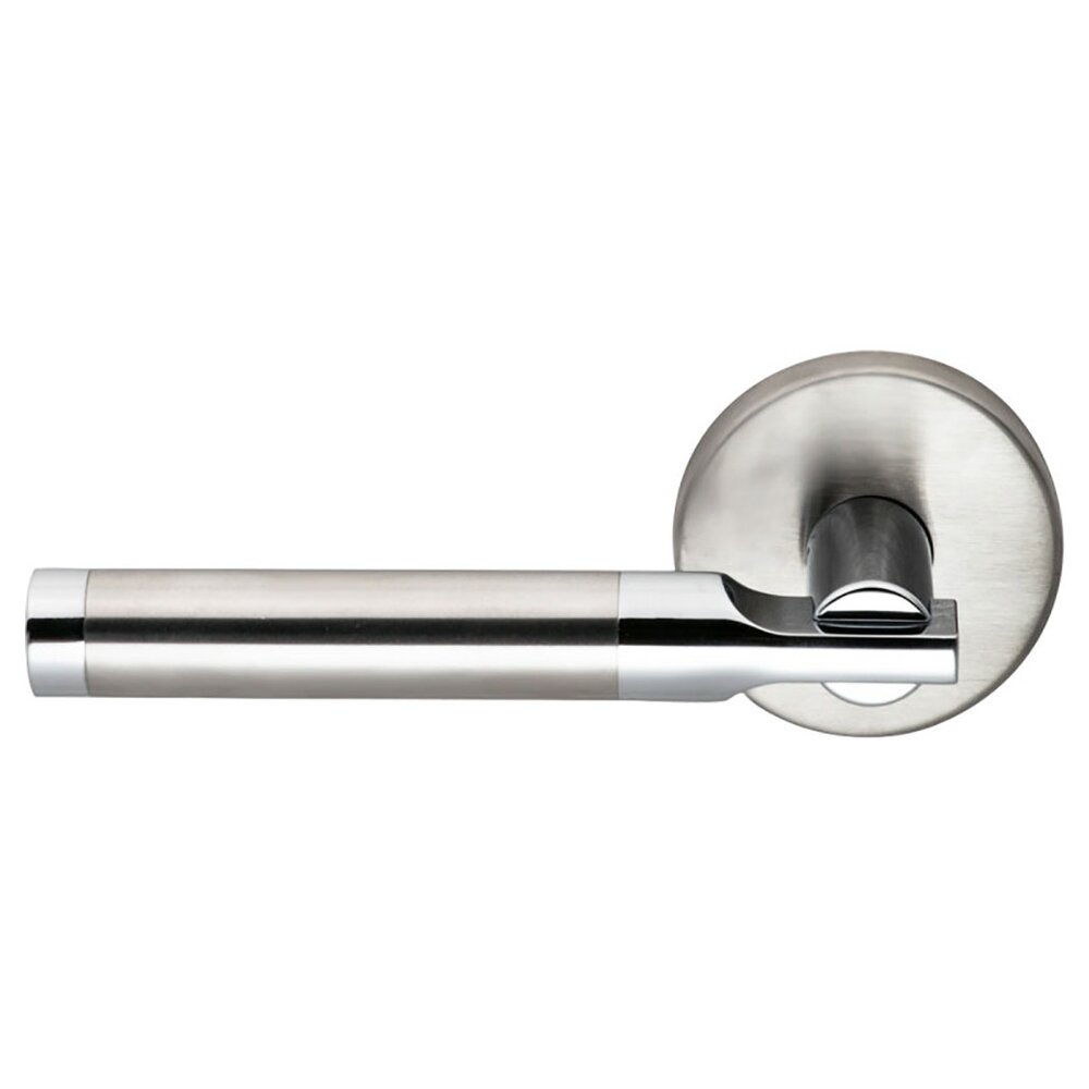 Double Dummy Miami Left Handed Lever with Plain Rosette in Brushed Stainless Steel