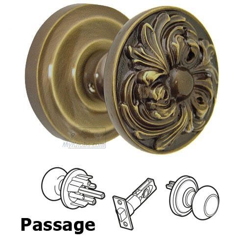 Passage Latchset Ornate Flower Knob with Radial Rosette in Shaded Bronze Lacquered