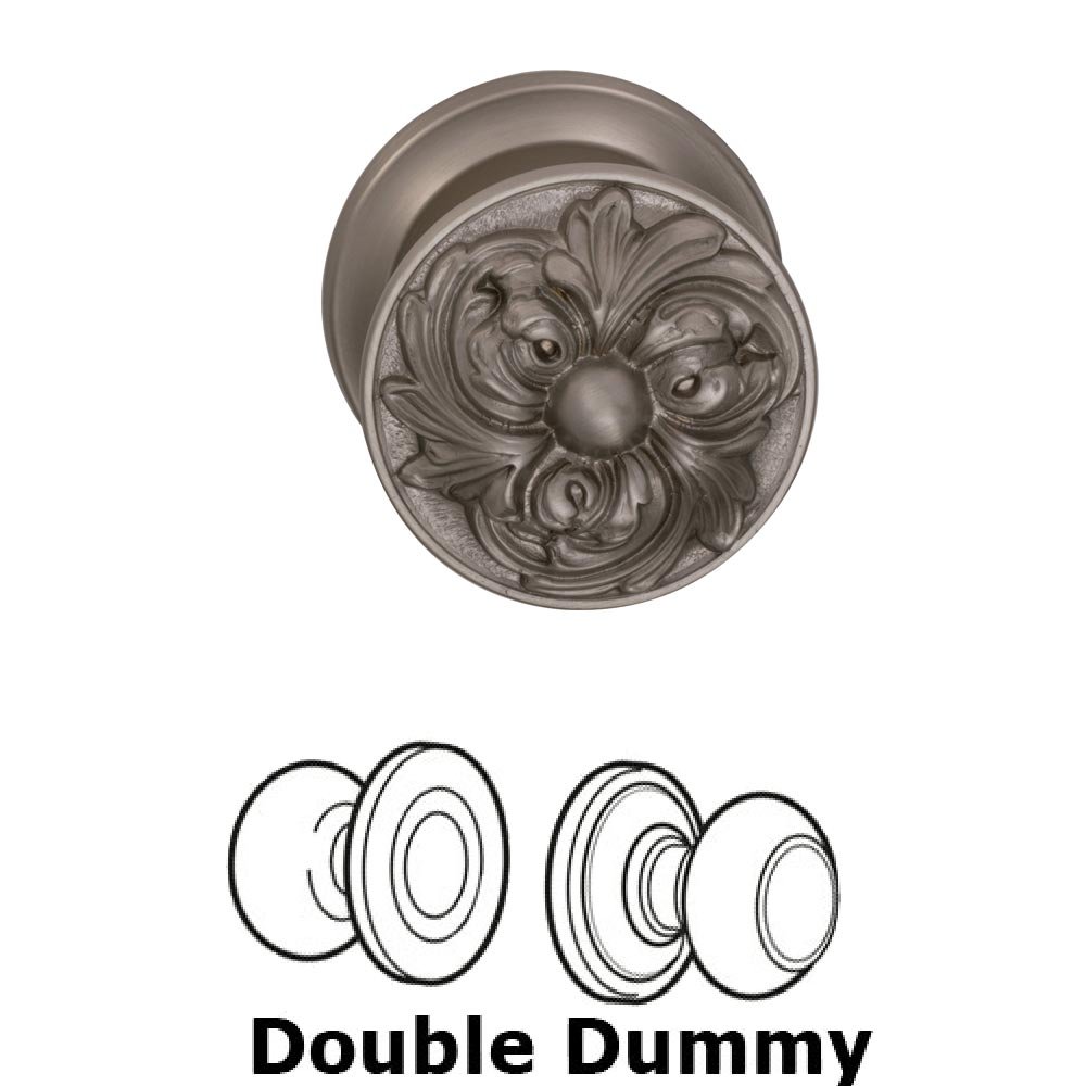 Double Dummy Set Ornate Flower Knob with Radial Rosette in Satin Nickel Lacquered