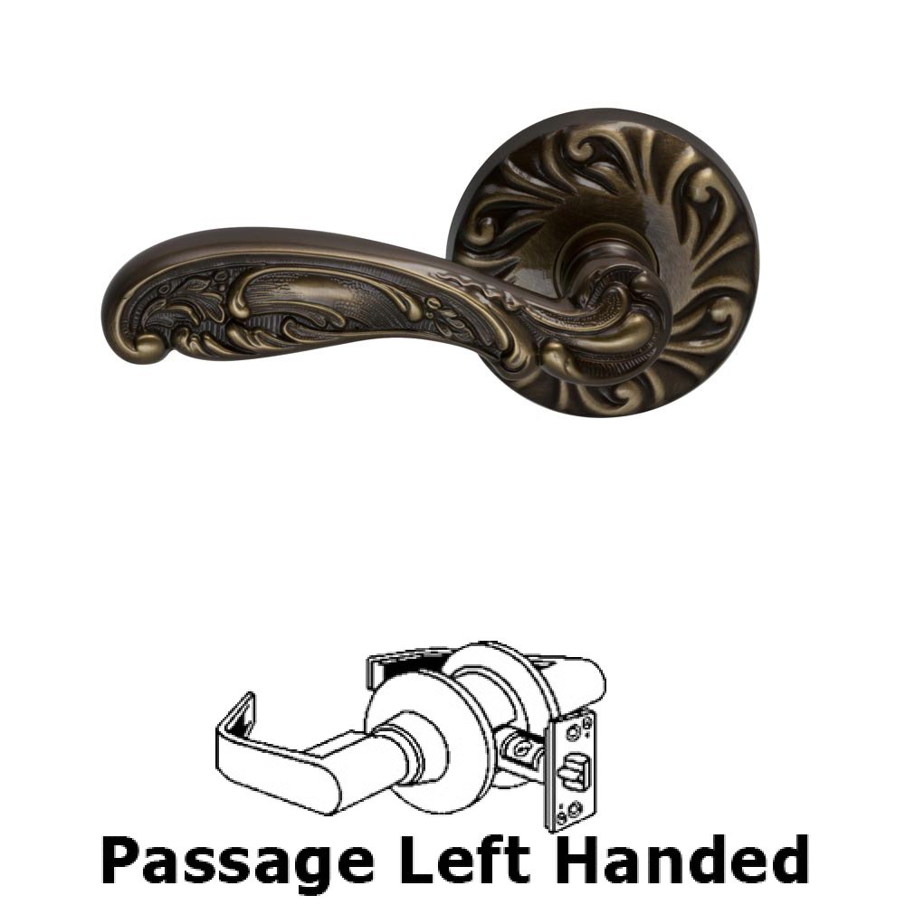 Passage Carved Left Handed Lever with Carved Rosette in Shaded Bronze Lacquered