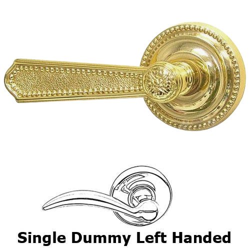Single Dummy Beaded Left Handed Lever with Beaded Rosette in Polished Brass Lacquered