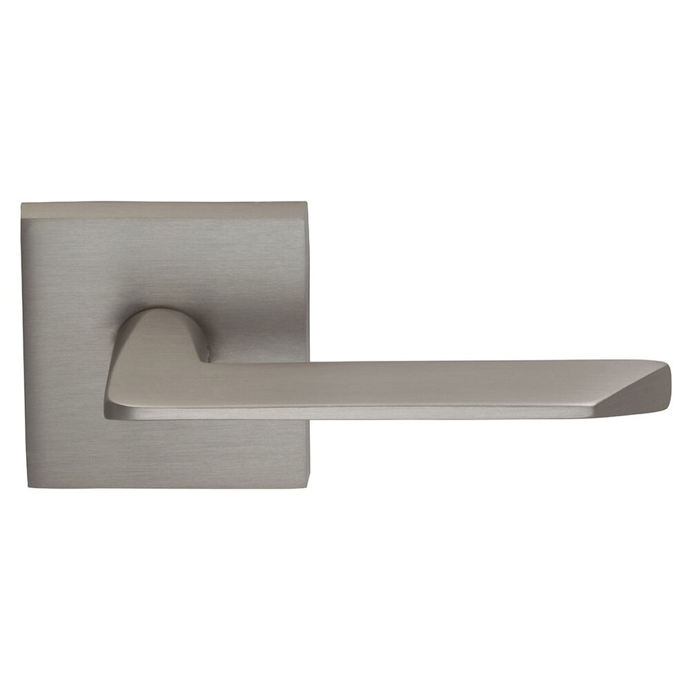 Double Dummy Slim Lever with Square Rose in Satin Nickel Lacquered