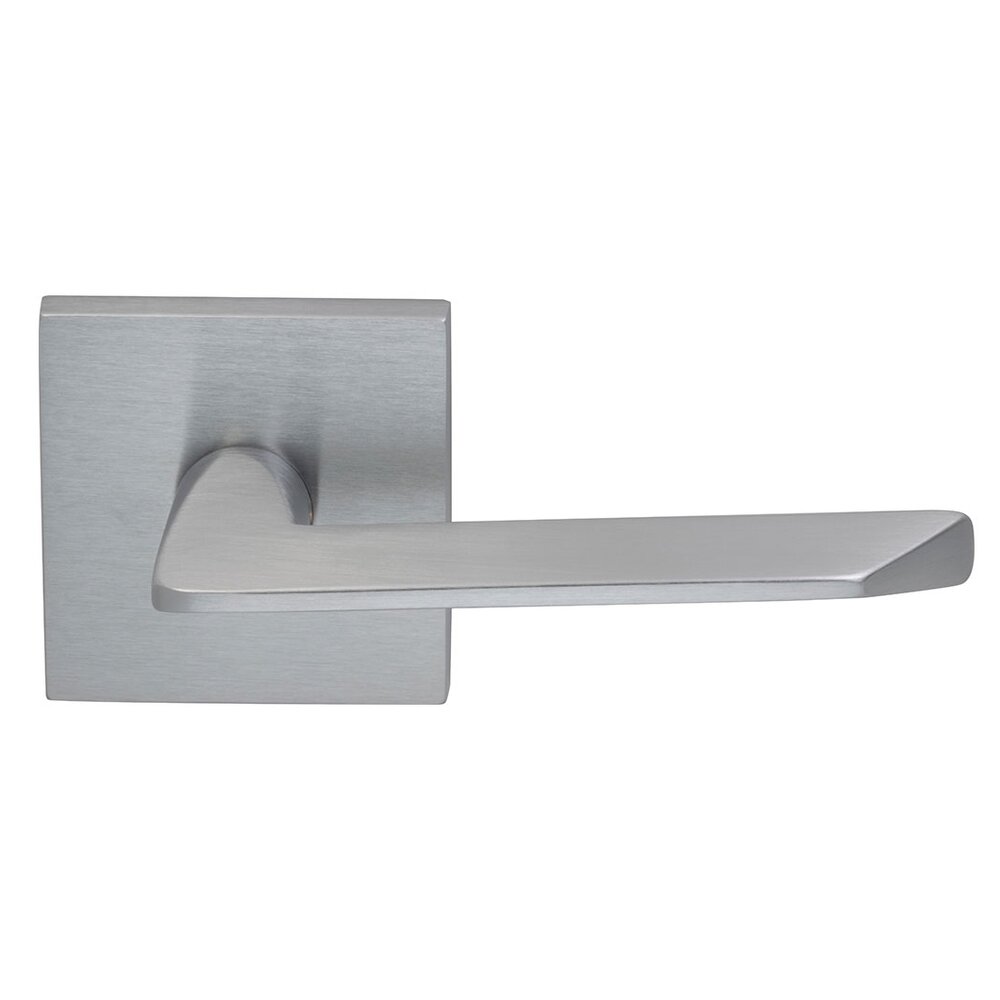 Right Handed Single Dummy Slim Lever with Square Rose in Satin Chrome