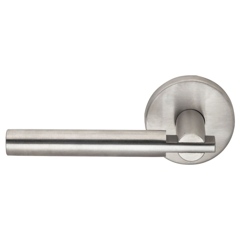 Double Dummy Vegas Left Handed Lever with Plain Rosette in Brushed Stainless Steel
