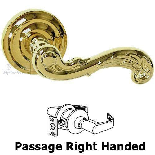 Passage Carved Wave Right Handed Lever with Radial Rosette in Max Brass