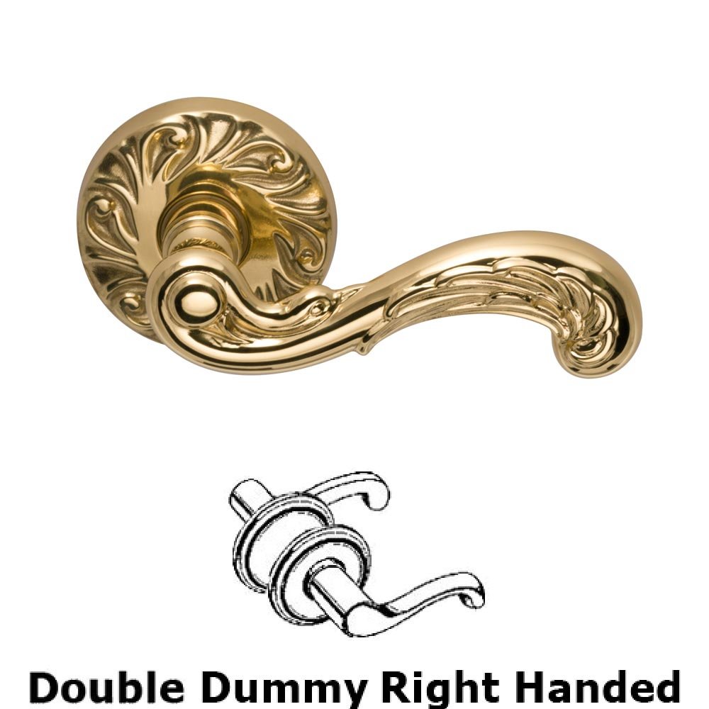 Double Dummy Carved Wave Right Handed Lever with Carved Rosette in Polished Brass Lacquered