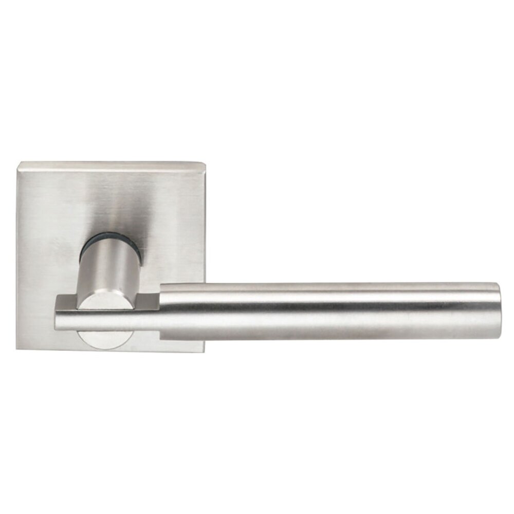 Passage Interlocking Lever with Square Rose in Brushed Stainless Steel