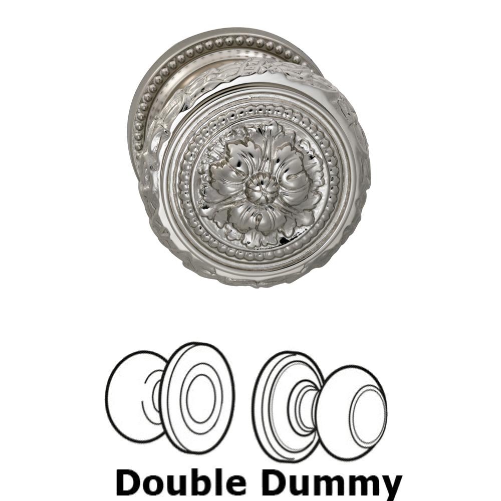 Double Dummy Set Ornate Floral Edge Knob with Beaded Rosette in Polished Nickel Lacquered